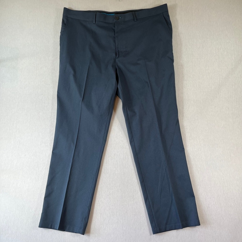Roundtree & Yorke Performance Pants Men 40x30 (Fit 40x28) Flat Front Navy Golf